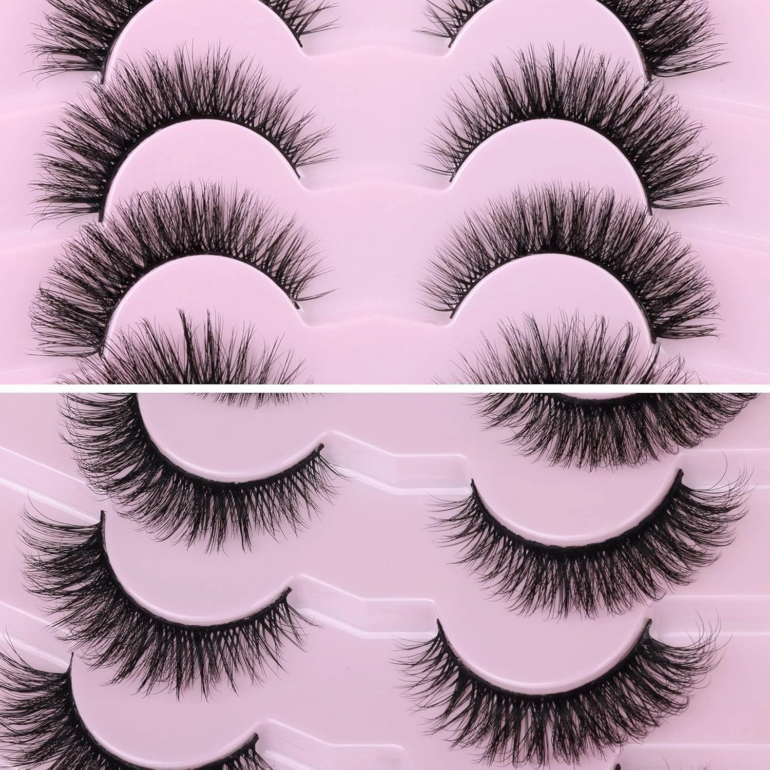 False Eyelashes Cat Eye Lashes Dramatic Fake Eyelashes Natural Look 7 Pairs 10-20 MM Fox Eye 8D Wispy Full Extension Pack Volume Thick Faux Mink Lashes Cruelty Free Light