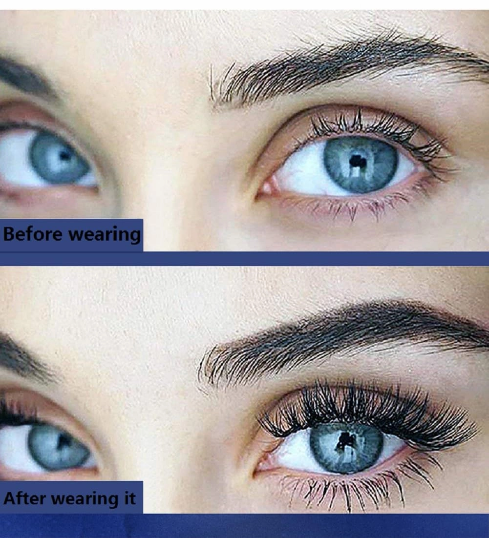 False Eyelashes with Magnetic Suction Cups, Thick 3D Faux Lashes, No Glue Needed (24P-4  eyelash curler)