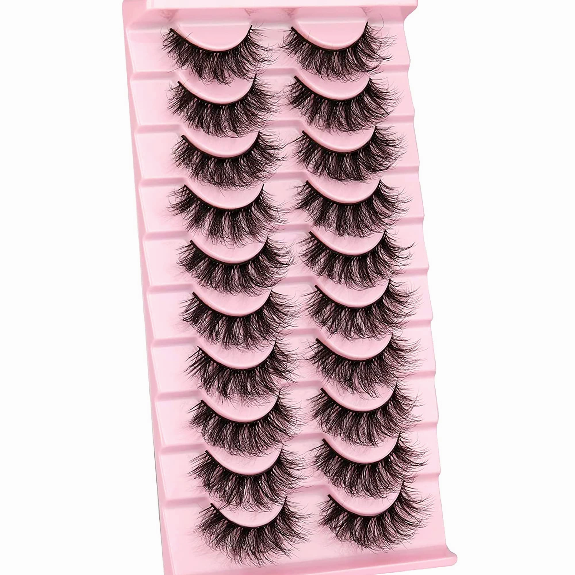 False Lashes Fluffy Lashes Full Curly Eyelashes 20mm Lashes Volume Strip Lashes Natural Strip Lashes Pack Focipeysa
