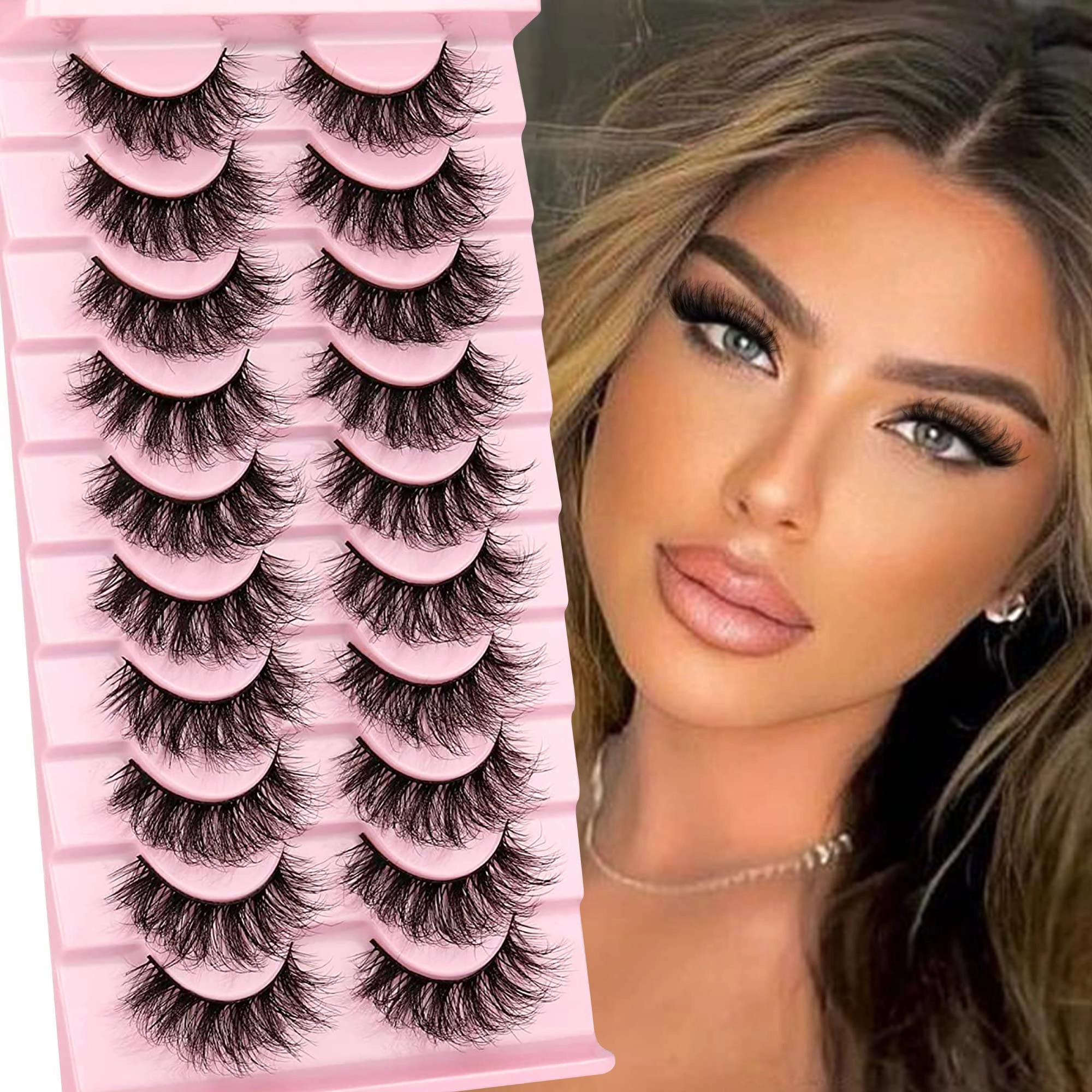 False Lashes Fluffy Lashes Full Curly Eyelashes 20mm Lashes Volume Strip Lashes Natural Strip Lashes Pack Focipeysa