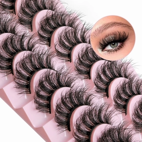False Lashes Fluffy Lashes Full Curly Eyelashes 20mm Lashes Volume Strip Lashes Natural Strip Lashes Pack Focipeysa