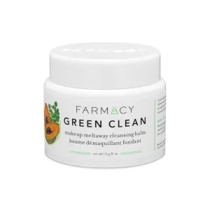 Farmacy Makeup Remover Cleansing Balm - Green Clean Waterproof Makeup Remover   Oil Based Cleanser - Gentle Exfoliating Double Cleanser - Melts From Balm to Milky Lather (100ml)