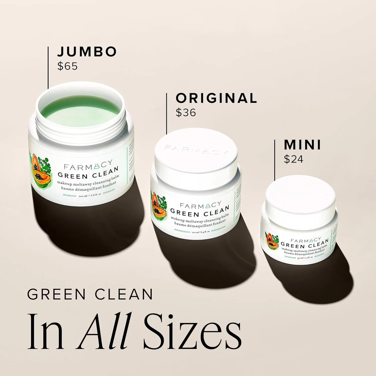 Farmacy Makeup Remover Cleansing Balm - Green Clean Waterproof Makeup Remover   Oil Based Cleanser - Gentle Exfoliating Double Cleanser - Melts From Balm to Milky Lather (100ml)