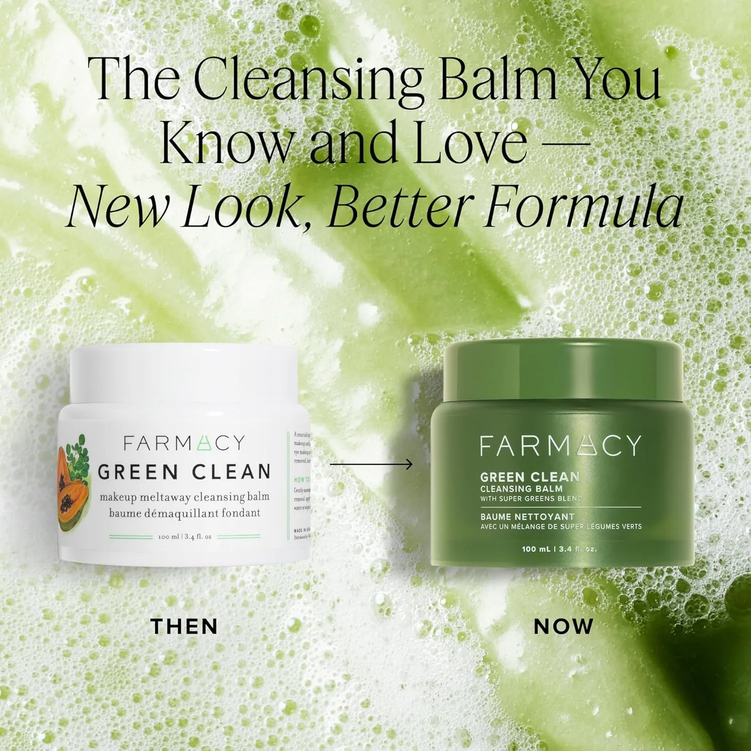 Farmacy Makeup Remover Cleansing Balm - Green Clean Waterproof Makeup Remover   Oil Based Cleanser - Newly Formulated Double Cleanser with Plant Based Waxes   Upcycled Moringa (100ml)