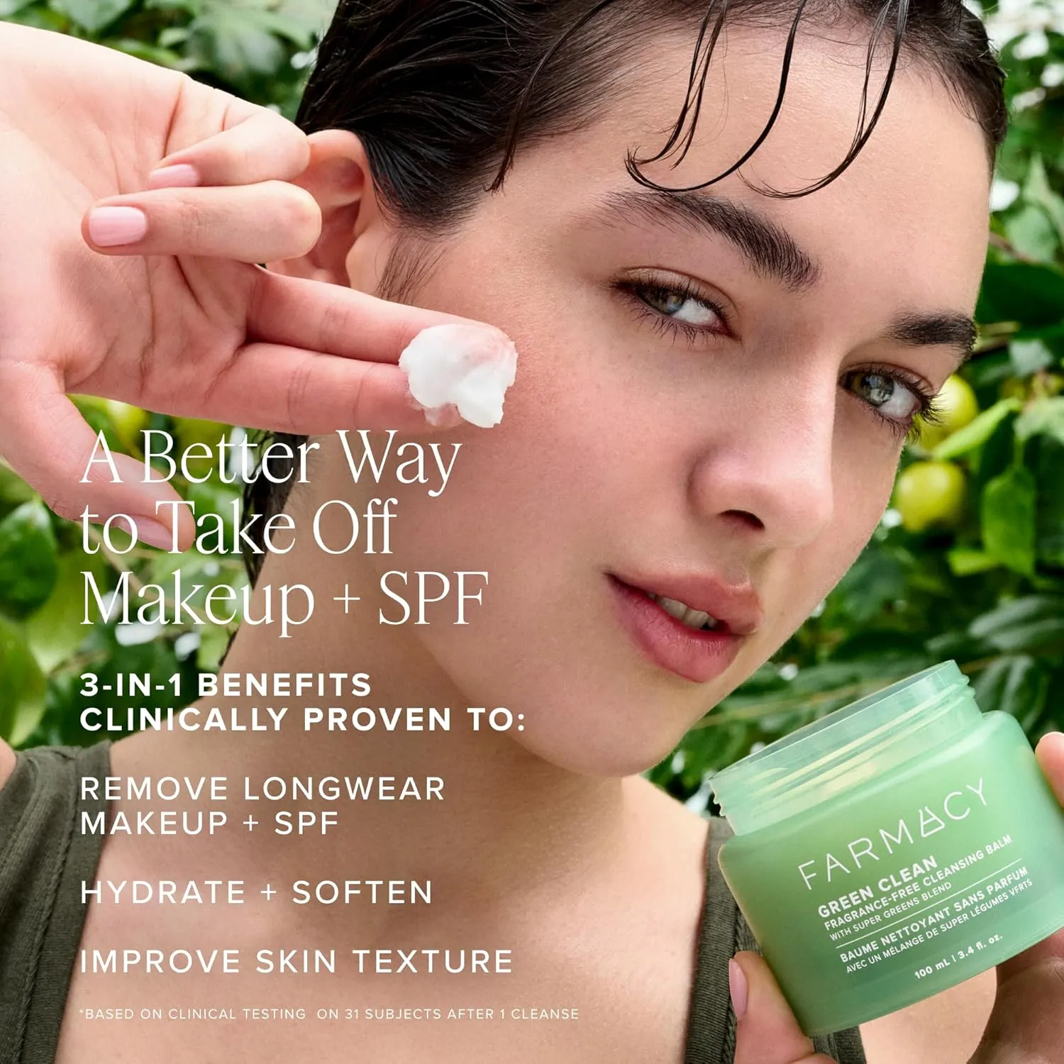 Farmacy Makeup Remover Cleansing Balm - Green Clean Waterproof Makeup Remover   Oil Based Cleanser - Newly Formulated Double Cleanser with Plant Based Waxes   Upcycled Moringa - Fragrance Free (200ml)