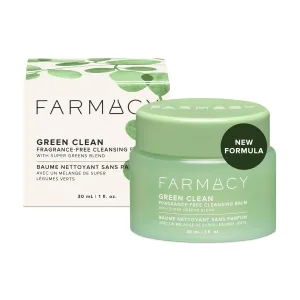 Farmacy Makeup Remover Cleansing Balm - Green Clean Waterproof Makeup Remover   Oil Based Cleanser - Newly Formulated Double Cleanser with Plant Based Waxes   Upcycled Moringa - Fragrance Free (30ml)