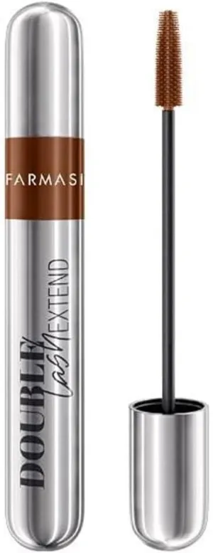 Farmasi Mascara Double Lash Extend – Brown Volumizing & Lengthening Mascara for Fuller-Looking Eyelashes, Dual-Brush Applicator for Dramatic Curl & Separation, 12 ml/0.4 fl.oz. – Smudge-Resistant