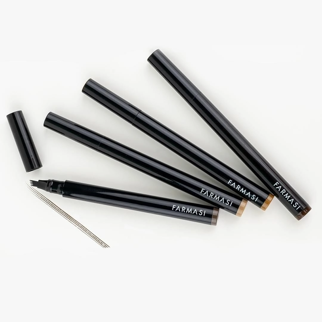 FARMASi Brown Eyebrow Microblading Pencil: Waterproof, Smudge-Proof, Long-Lasting Microblading Effect for Natural-Looking, Perfectly-Defined Brows Effortlessly and Stays on All Day (Ebony)
