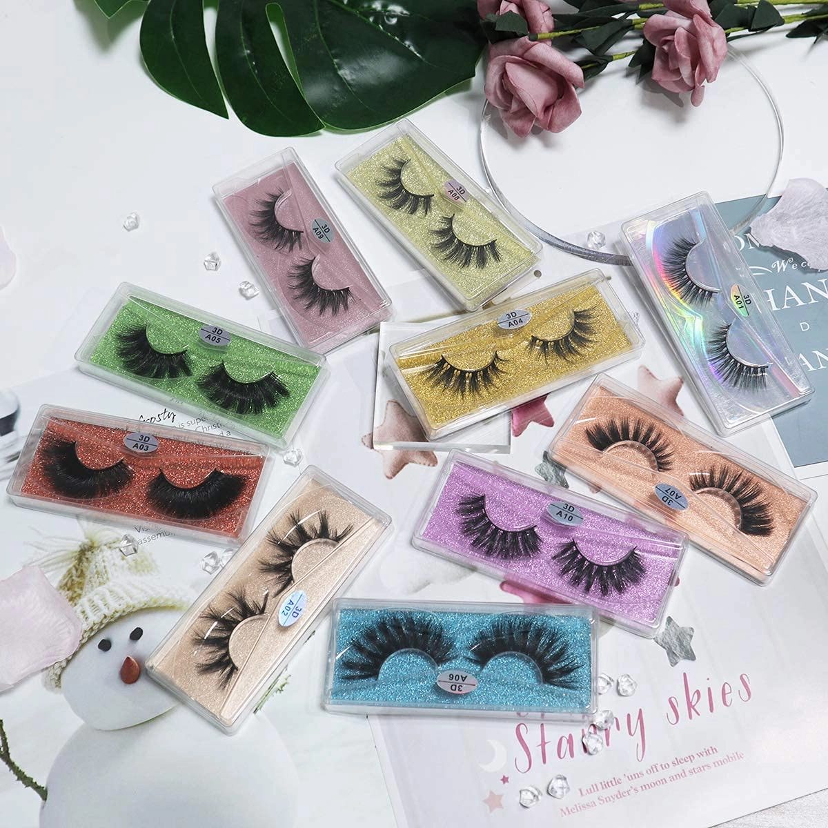 FARRED Wholesale False Lashes 30 Pairs 10 Styles Medium Length Vegan Eyelashes Fluffy Volume Strip Lashes Bulk 10 Portable Boxes Fake Eyelashes Mixed Natural Look 3D Faux Mink Lashes(mix 30pairs)