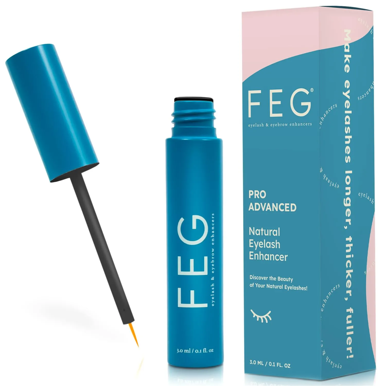 FEG Pro Advanced Natural Eyelash Enhancer Serum for Rapid Lash Growth | Extra Strength Lash Serum for Growing Thick, Full, and Long Eyelashes | 3ml | Stimulates Natural Growth