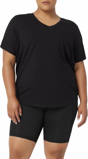 Fila Plus Size Expression V-Neck Top Black 3X