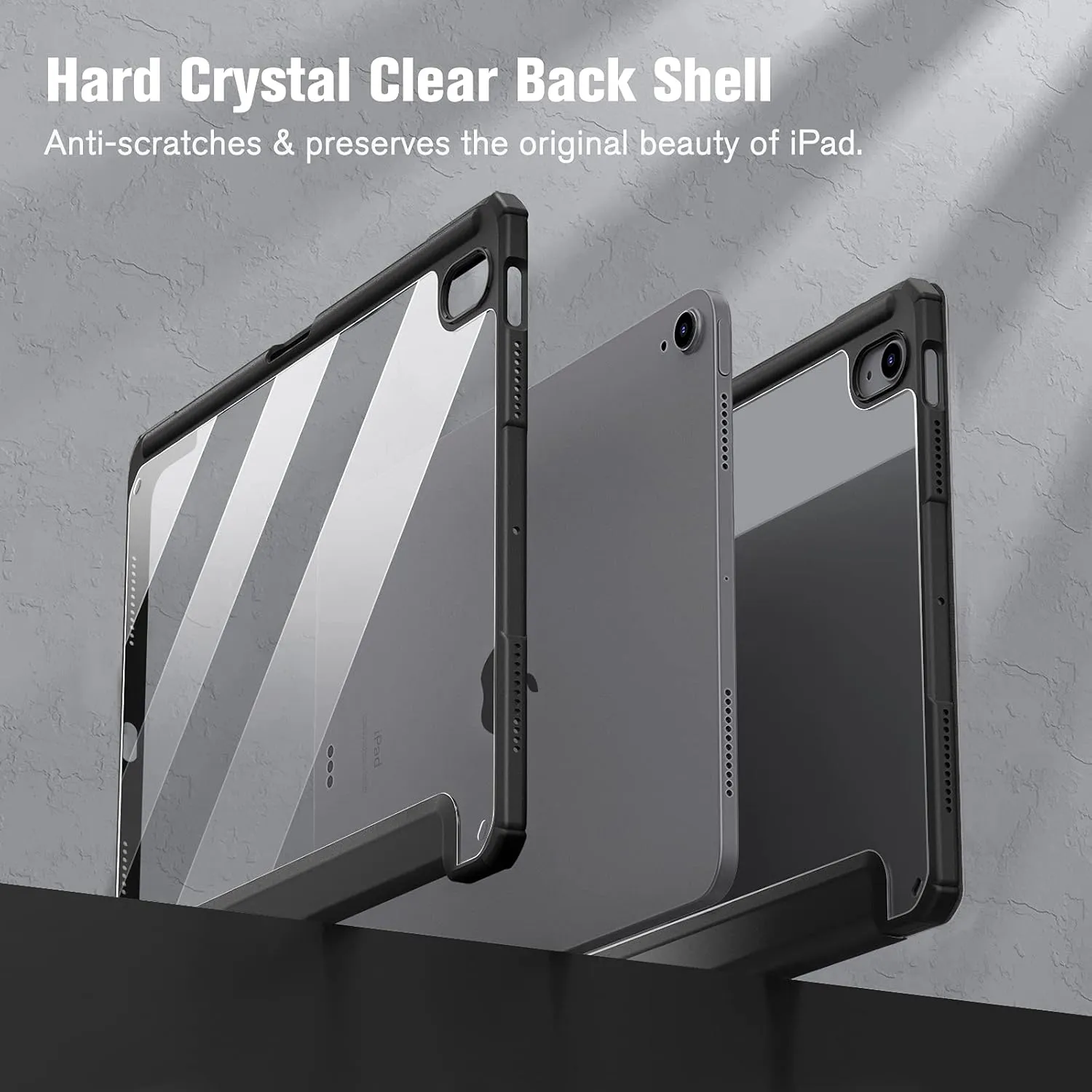 Fintie Hybrid Slim Case for iPad Air 11-inch M3 (2025) / M2 (2024), iPad Air 5th (2022) / 4th Generation (2020) 10.9 Inch - Shockproof Cover with Clear Back Shell & Pencil Holder, Black