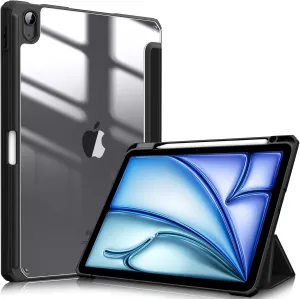 Fintie Hybrid Slim Case for iPad Air 11-inch M3 (2025) / M2 (2024), iPad Air 5th (2022) / 4th Generation (2020) 10.9 Inch - Shockproof Cover with Clear Back Shell & Pencil Holder, Black
