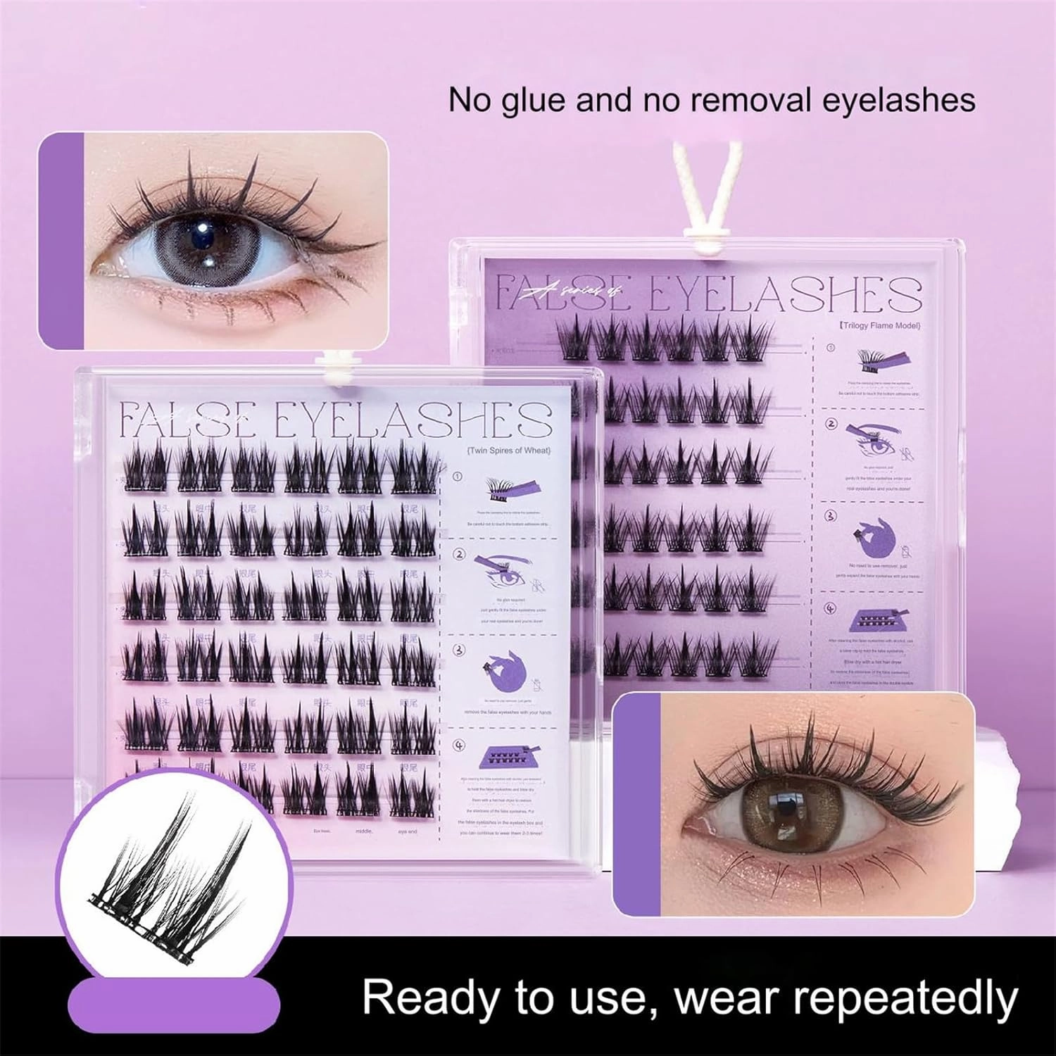 Fish Tails Glueless Press-On Eyelashes, Press on Lashes No Glue Needed (S6)