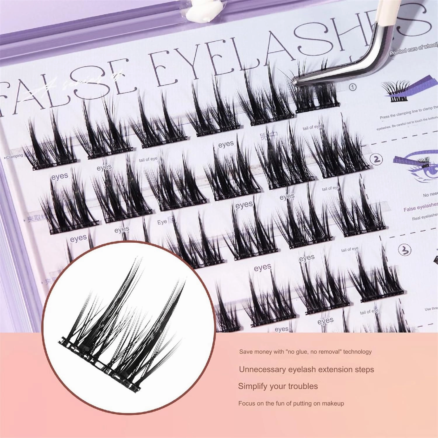 Fish Tails Glueless Press-On Eyelashes, Press on Lashes No Glue Needed (S6)