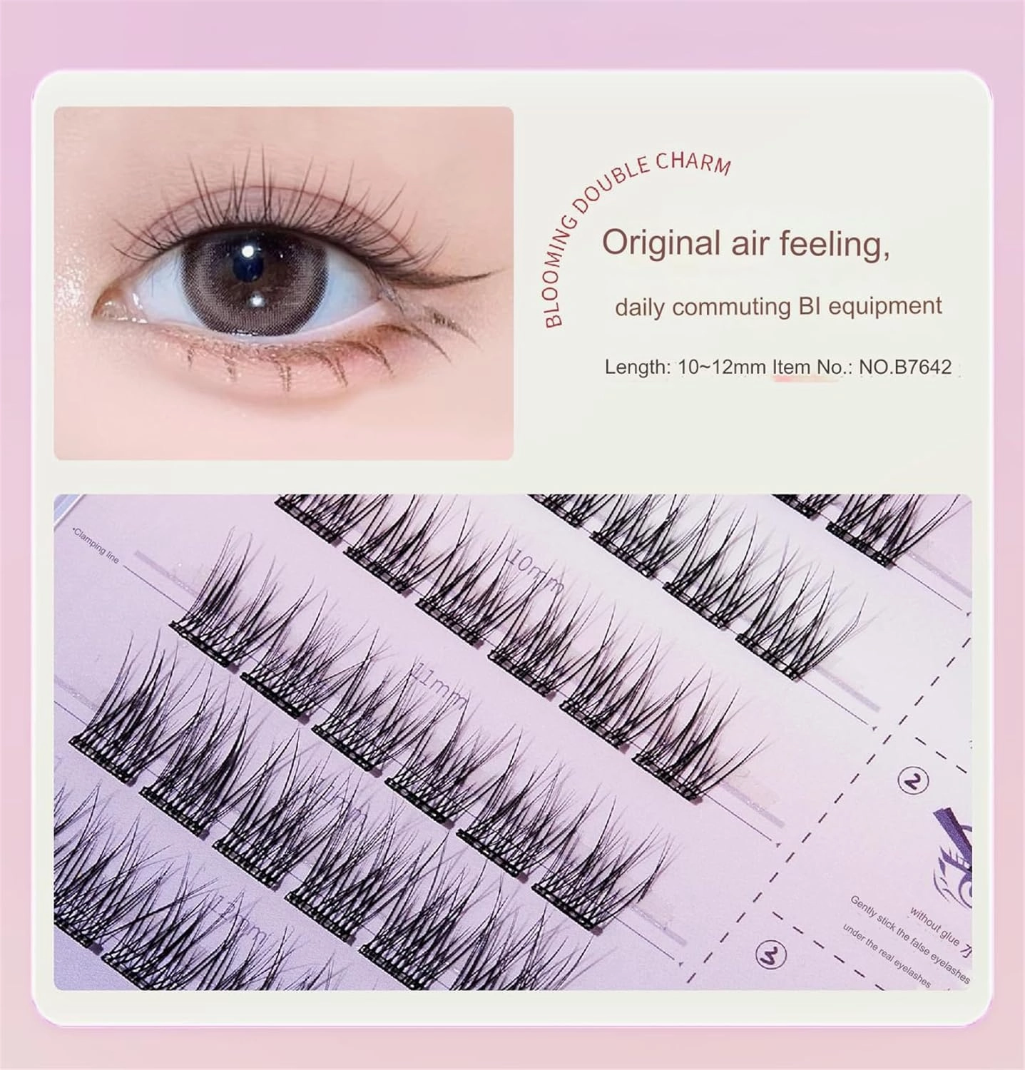 Fish Tails Glueless Press-On Eyelashes, Press on Lashes No Glue Needed (S6)