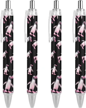 Flip Flop Penguins Retractable Ballpoint Pens Smooth Writing Gel Ink Pen 0.5mm Fine Black Inks Office Supplies 4 PCS