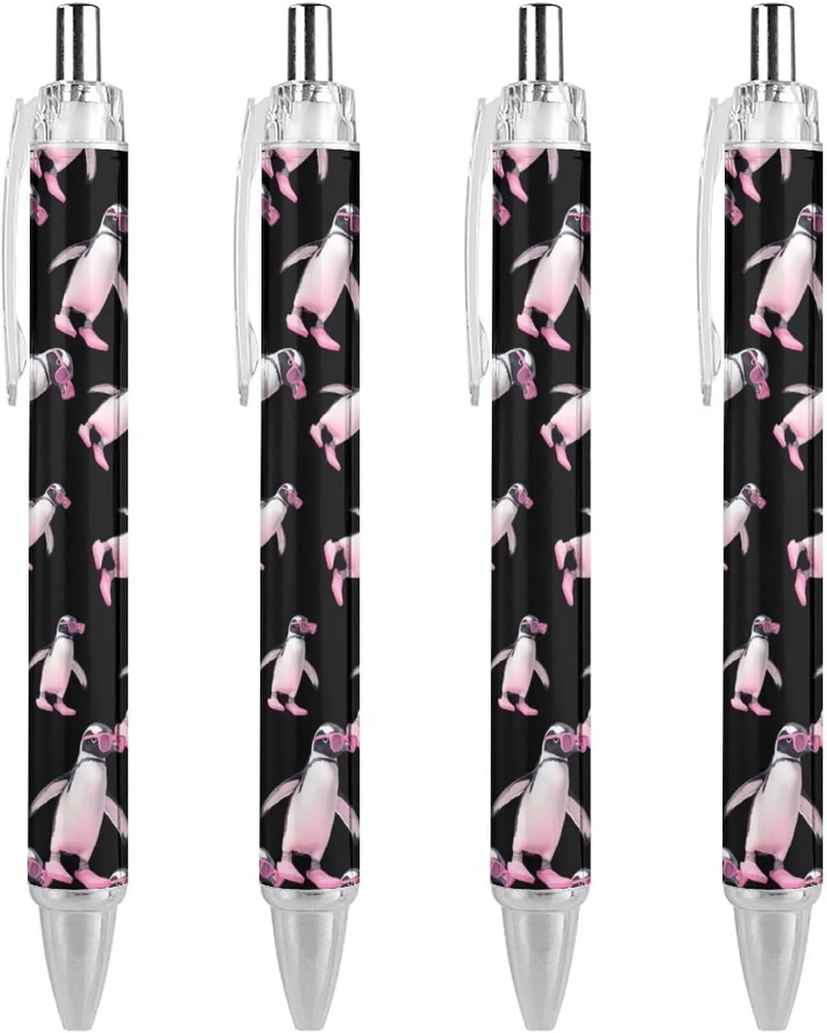 Flip Flop Penguins Retractable Ballpoint Pens Smooth Writing Gel Ink Pen 0.5mm Fine Black Inks Office Supplies 4 PCS