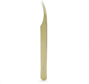 Flirt Curved Isolation Tweezer by SoCal Beauty - Professional Tweezers for Extensions, Gold Tweezers for Precision Lash Isolation - Lash Artist Favorite, Hand-Tested with MM Measurement