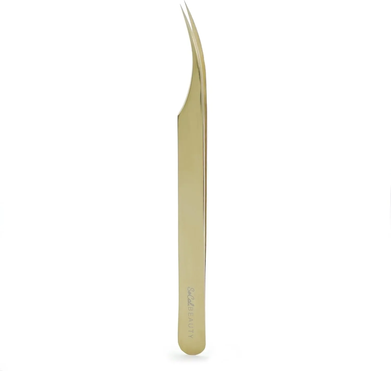 Flirt Curved Isolation Tweezer by SoCal Beauty - Professional Tweezers for Extensions, Gold Tweezers for Precision Lash Isolation - Lash Artist Favorite, Hand-Tested with MM Measurement