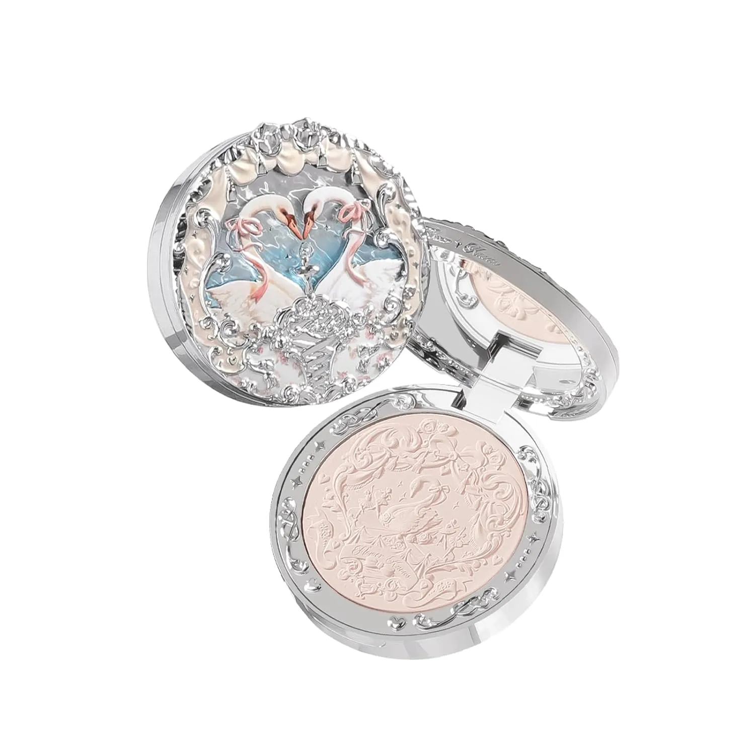 Flower Knows Swan Ballet Embossed Blush,Translucent Matte Finish,Buildable & Blendable Powder Blush for cheeks,Pressed Setting Powder,Natural Flush for All Skin Tones(01 Niveous Swan,5g)