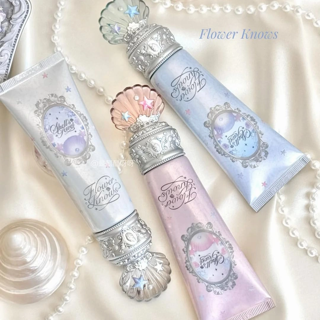 Flower Knows Shell Pearl Tone-Up Primer–Brightening Long-Lasting Smooth Finish (C03, S)