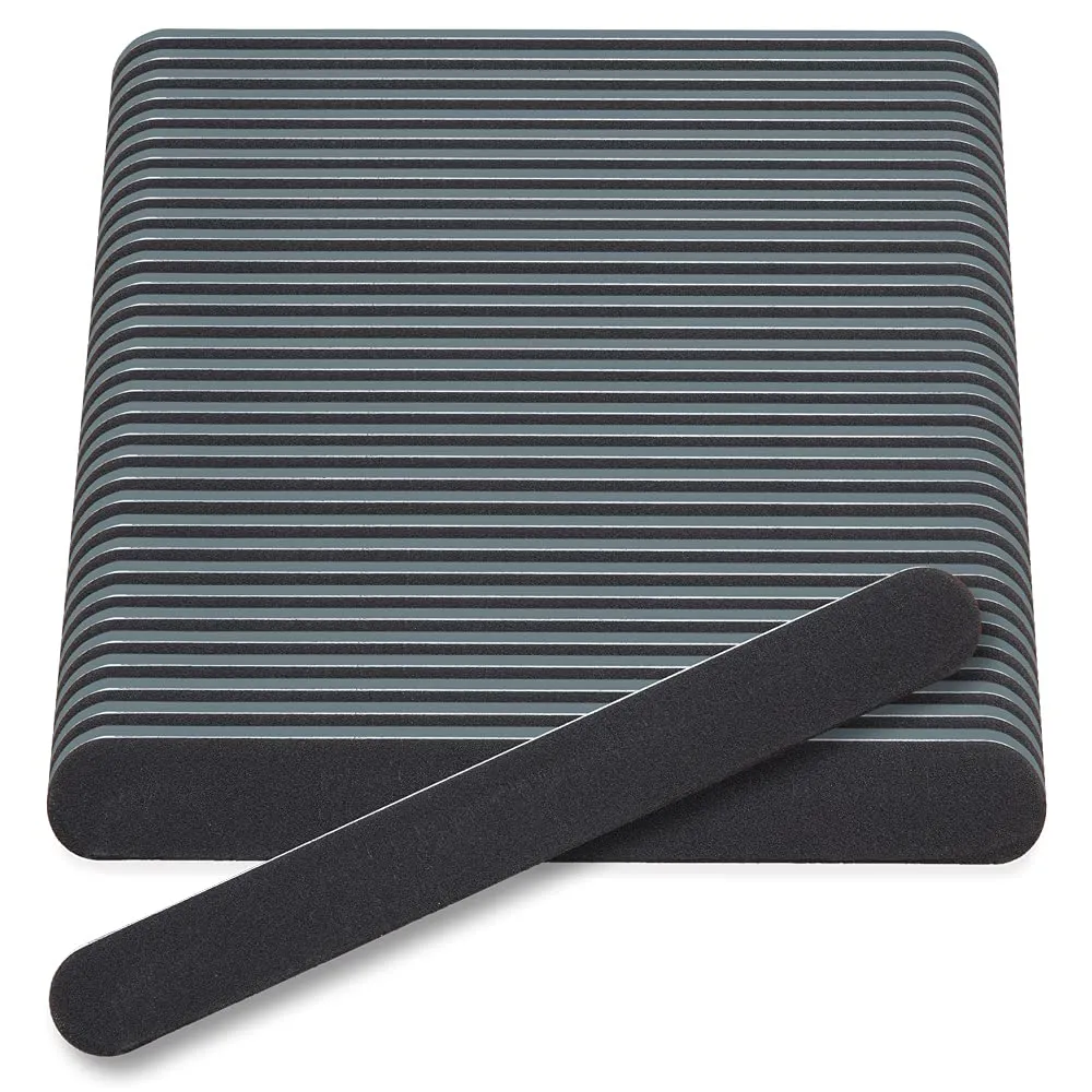 Flowery Disposable Nail File Cushion Core 180/400 Grit, Black, (Pack of 100)
