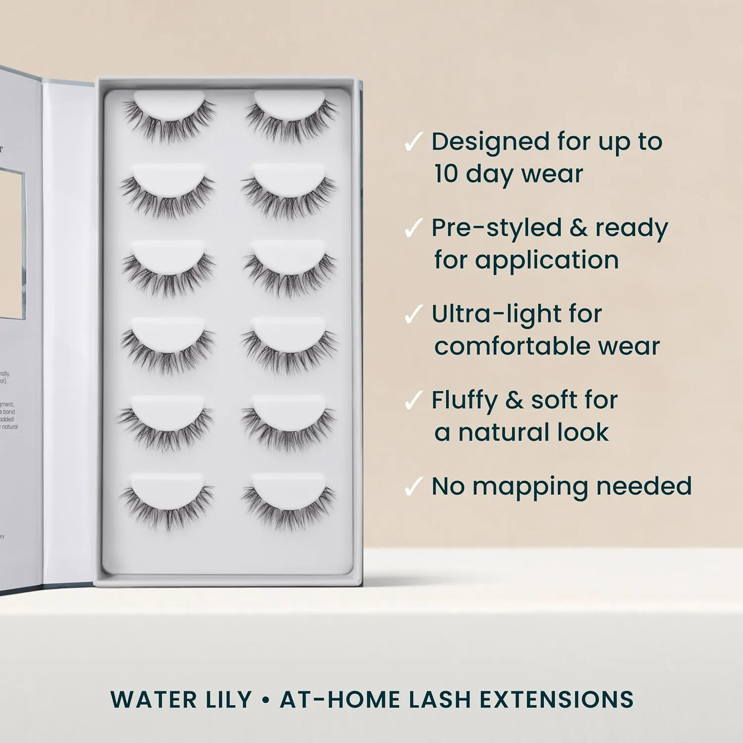 FlutterHabit Water Lily Lash Clusters for Women, Salon Quality At Home Eyelashes Extension Kit, 6 Lash Sets, No Lash Glue Included