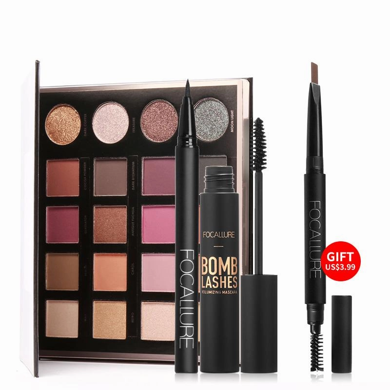 FOCALLURE BUNDLE Eyeshadow Palette   Mascara   Liquid Eyeliner Pen   FREE Eyebrow Pen