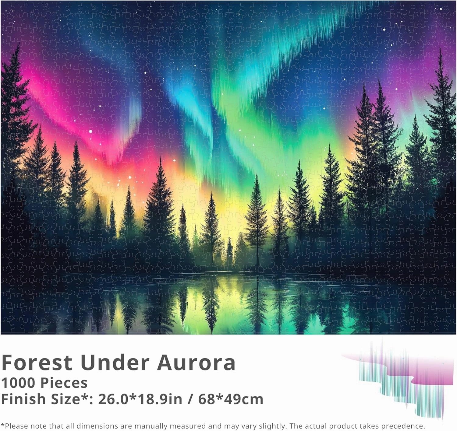 Forest Under Aurora, 1000 Pieces Jigsaw Puzzles, Family Game Nights, Finish Size 18.9 * 26.0 in
