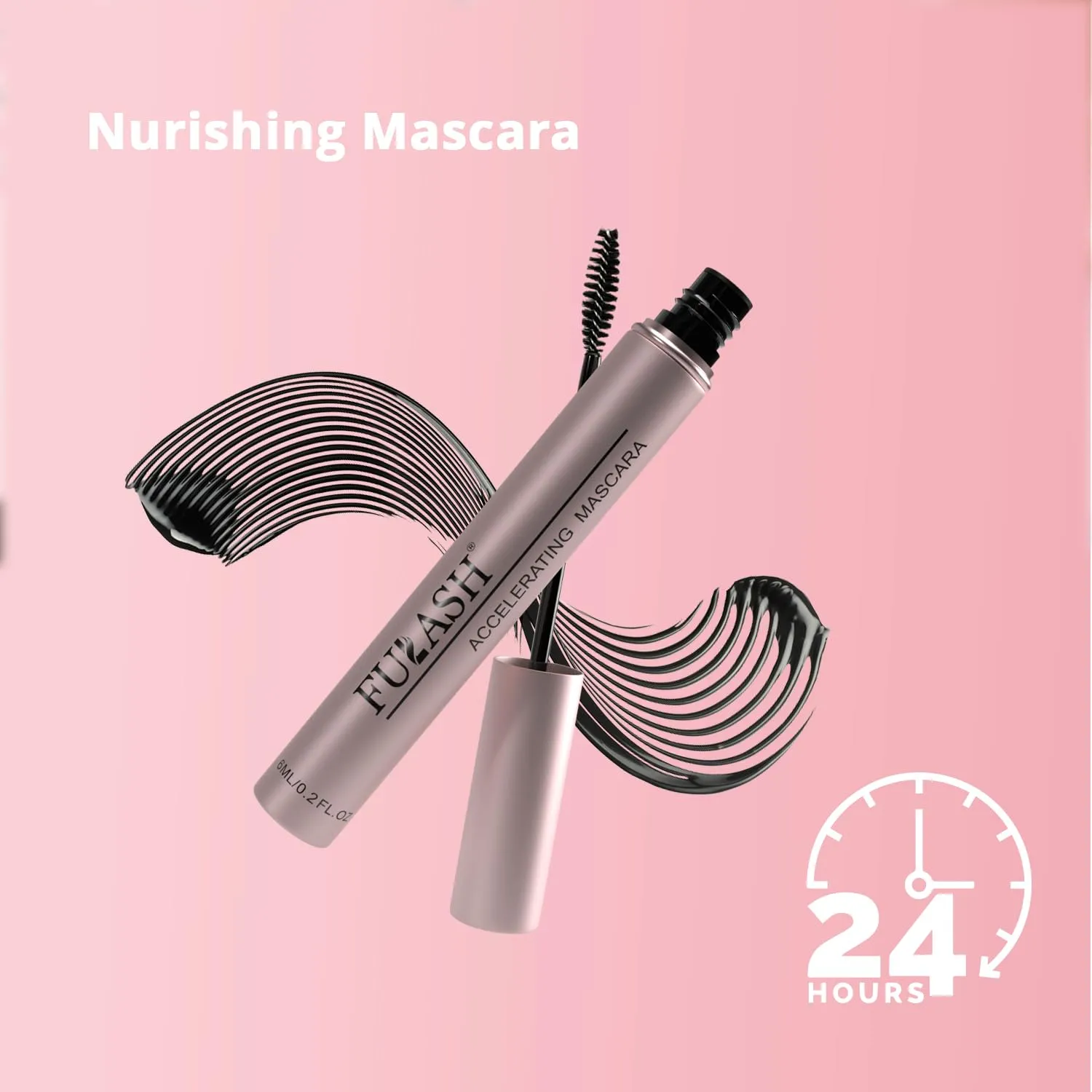 Fulash Black Mascara, Mascara Volume And Length, 3D Fibre Volumizing, Smudge-Proof, Vegan Formula Birthday Gift for Women, Black 6ml