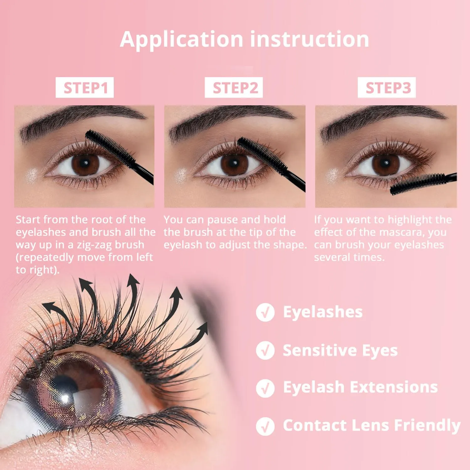 Fulash Brown Mascara, Washable Mascara, 3D Fibre Lash, Lengthening Volumizing, Smudge-Proof, Vegan Formula Birthday Gift for Women Brown 6ml