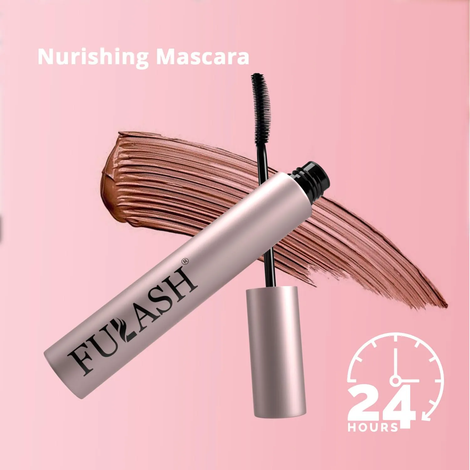 Fulash Brown Mascara, Washable Mascara, 3D Fibre Lash, Lengthening Volumizing, Smudge-Proof, Vegan Formula Birthday Gift for Women Brown 6ml