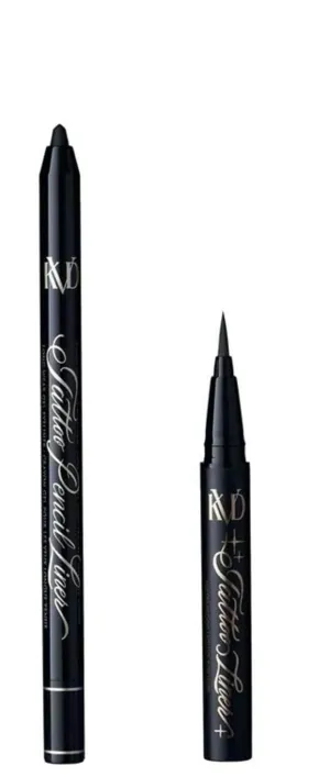 Full Size Tattoo Pencil Liner and Mini Tattoo Liquid Waterproof Eyeliner Set in Trooper Matte Black