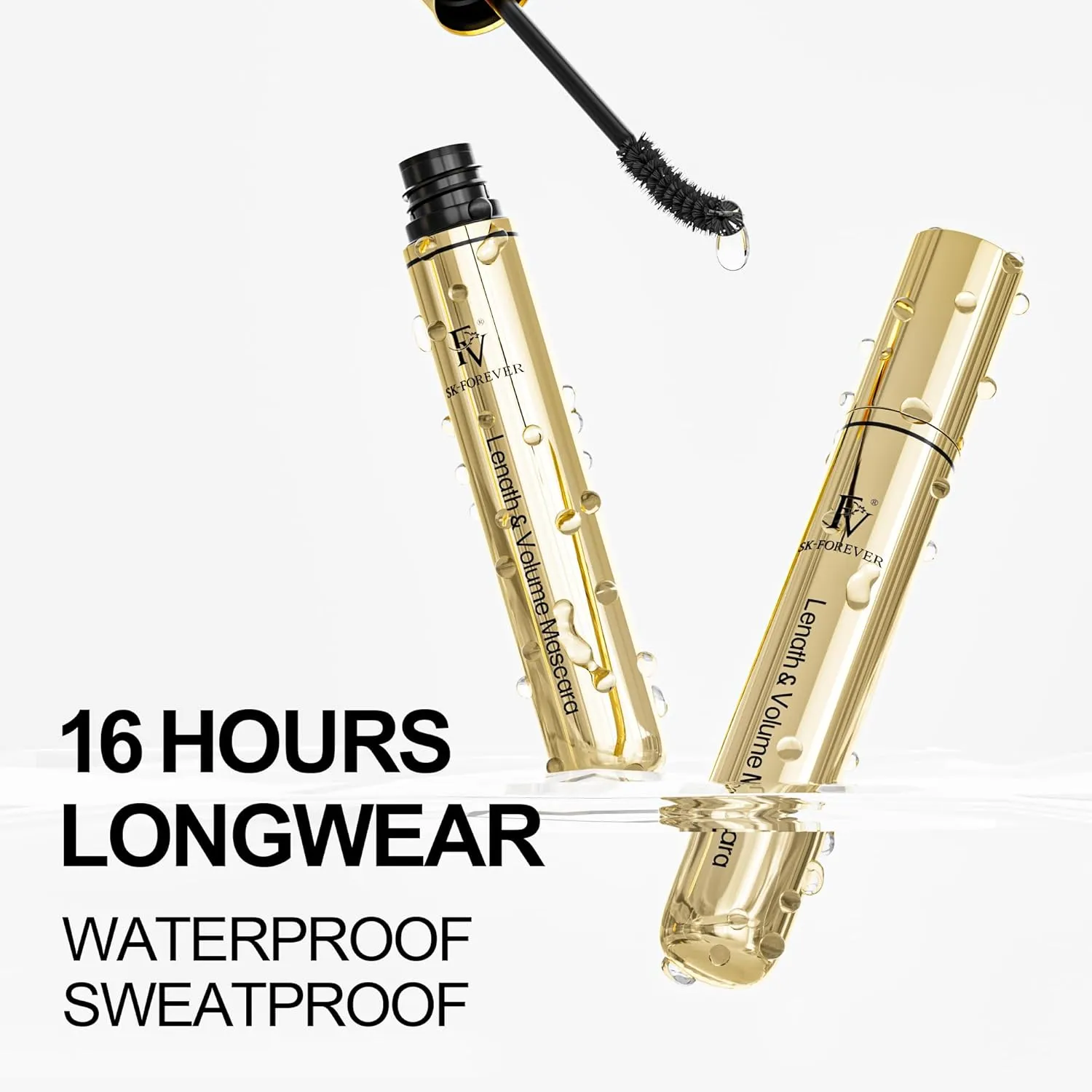 FV 2pcs Waterproof Black Mascara, for Length, Volumizing and Curling, Long Lasting, No Clumping & Smudge Proof Tubing Mascara, Cruelty-free