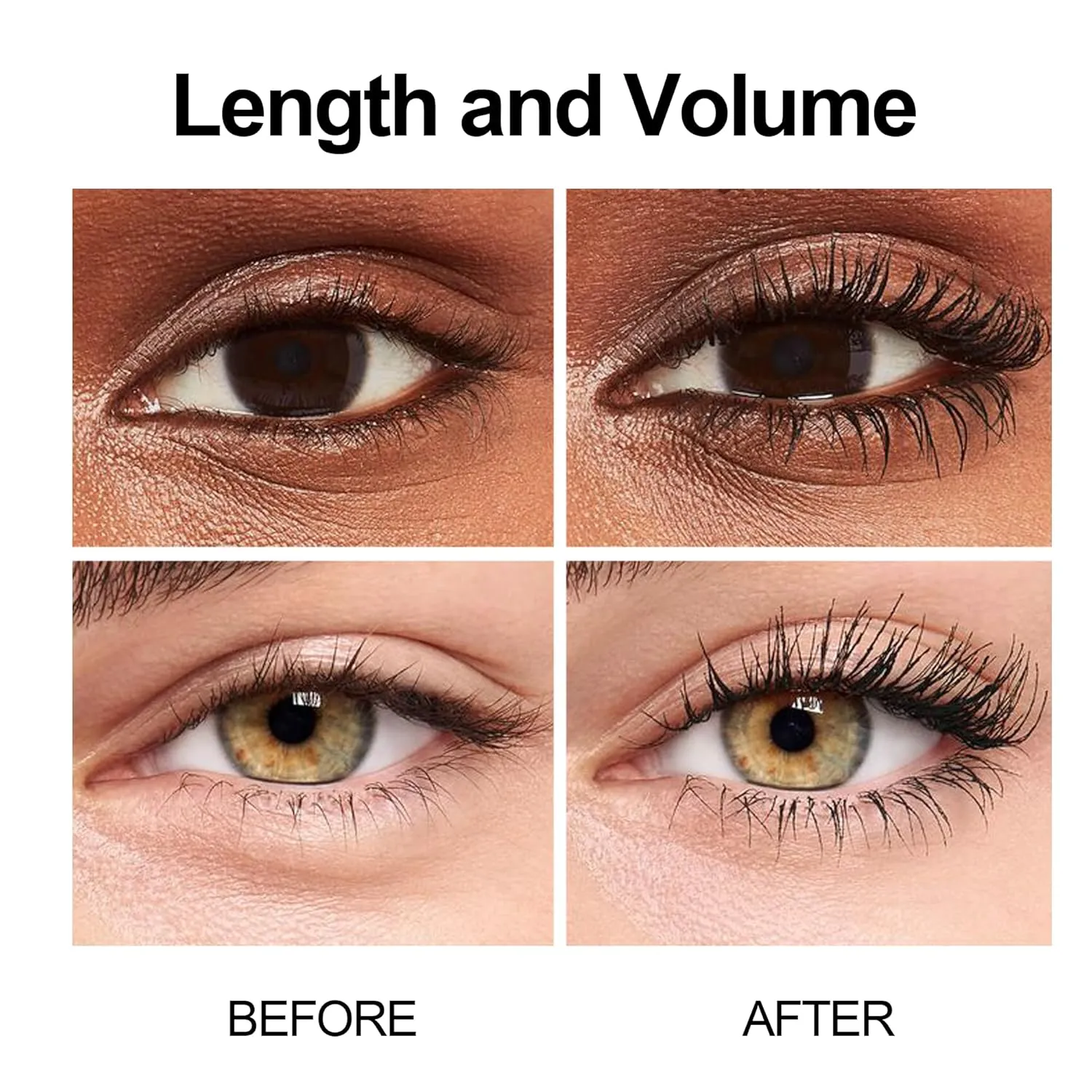 FV 2pcs Waterproof Black Mascara, for Length, Volumizing and Curling, Long Lasting, No Clumping & Smudge Proof Tubing Mascara, Cruelty-free