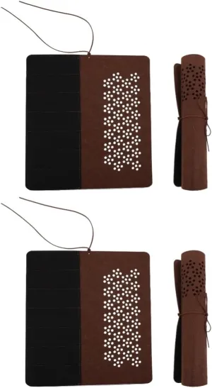 Gadpiparty 2sets 2pcs Artist Pouch Brush Bag Roll Hollow Breathable Brush Pen Curtain Compact Felt Storage for Calligraphy Painting Makeup Stylish Durable Design 2pcs*2