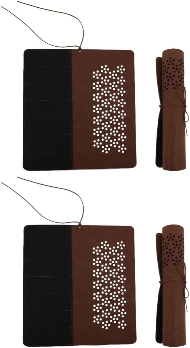 Gadpiparty 2sets 2pcs Artist Pouch Brush Bag Roll Hollow Breathable Brush Pen Curtain Compact Felt Storage for Calligraphy Painting Makeup Stylish Durable Design 2pcs*2