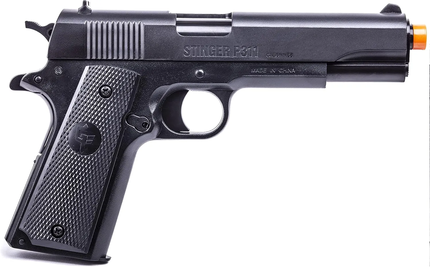 Game FaceGameFace ASP311BDK Stinger Spring-Powered Single Shot Airsoft Pistol Kit with 2 Pistols, Target and BBS, Black