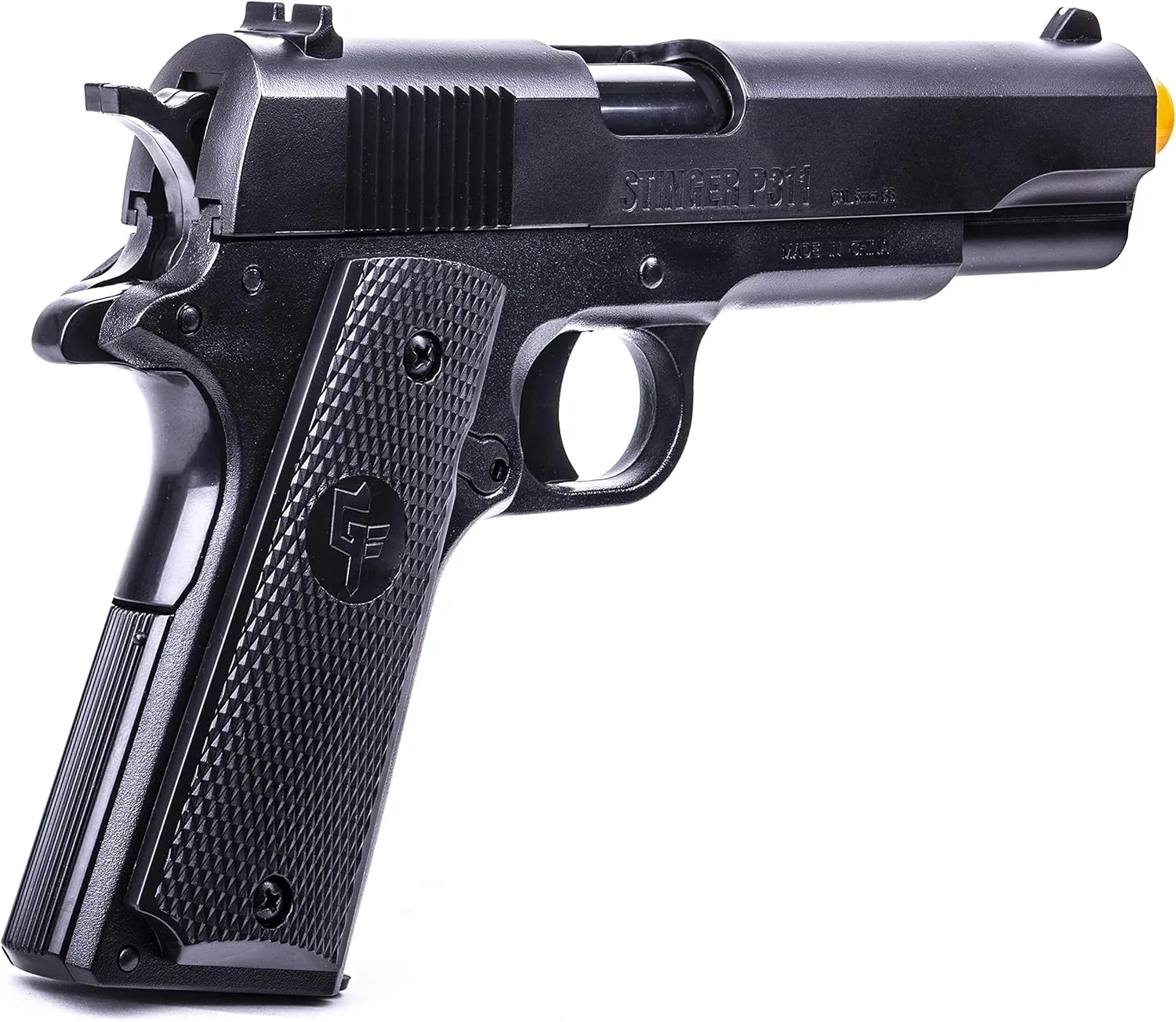 Game FaceGameFace ASP311BDK Stinger Spring-Powered Single Shot Airsoft Pistol Kit with 2 Pistols, Target and BBS, Black