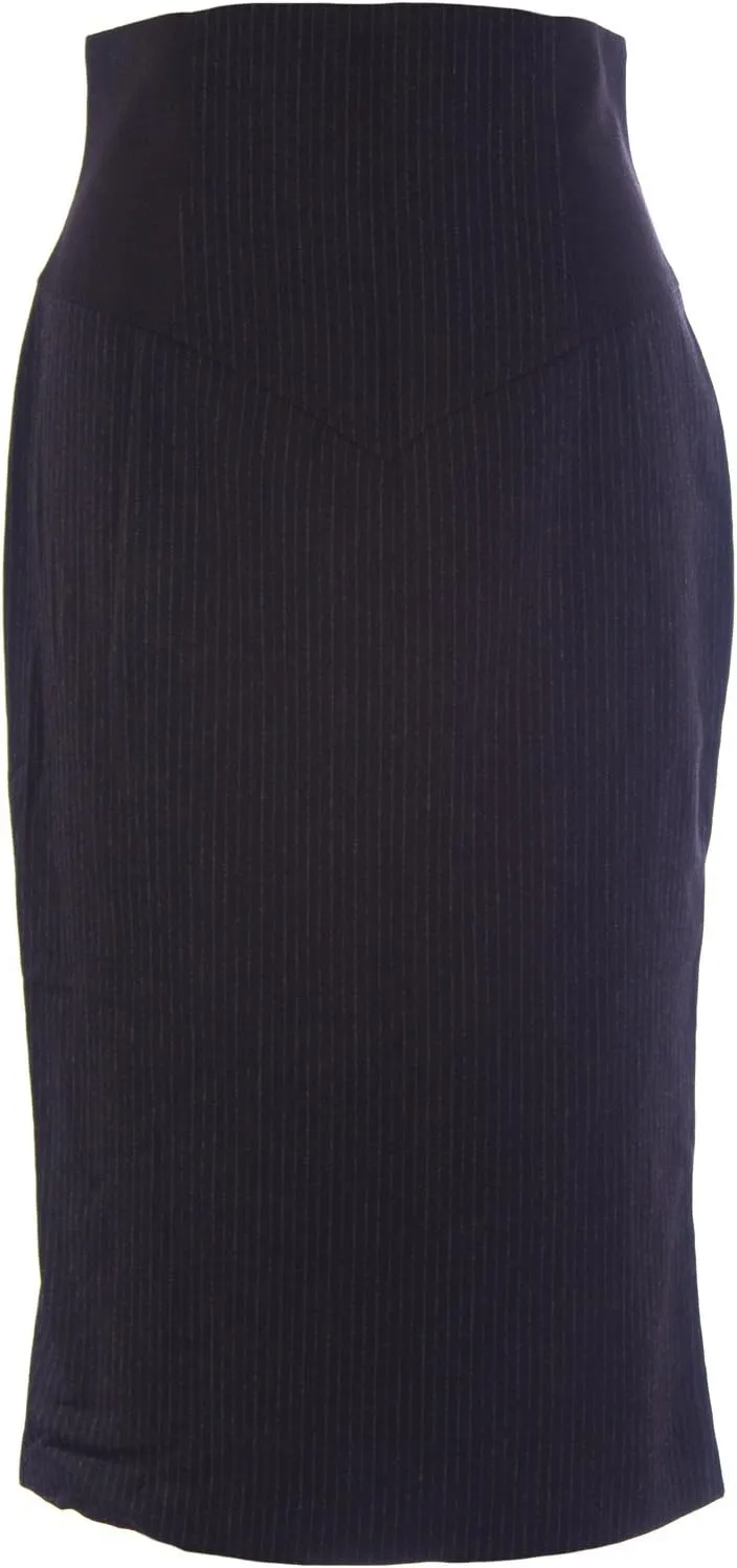 Gant Women's Pinstriped Flannel Pencil Skirt EU 38 Dark Brown