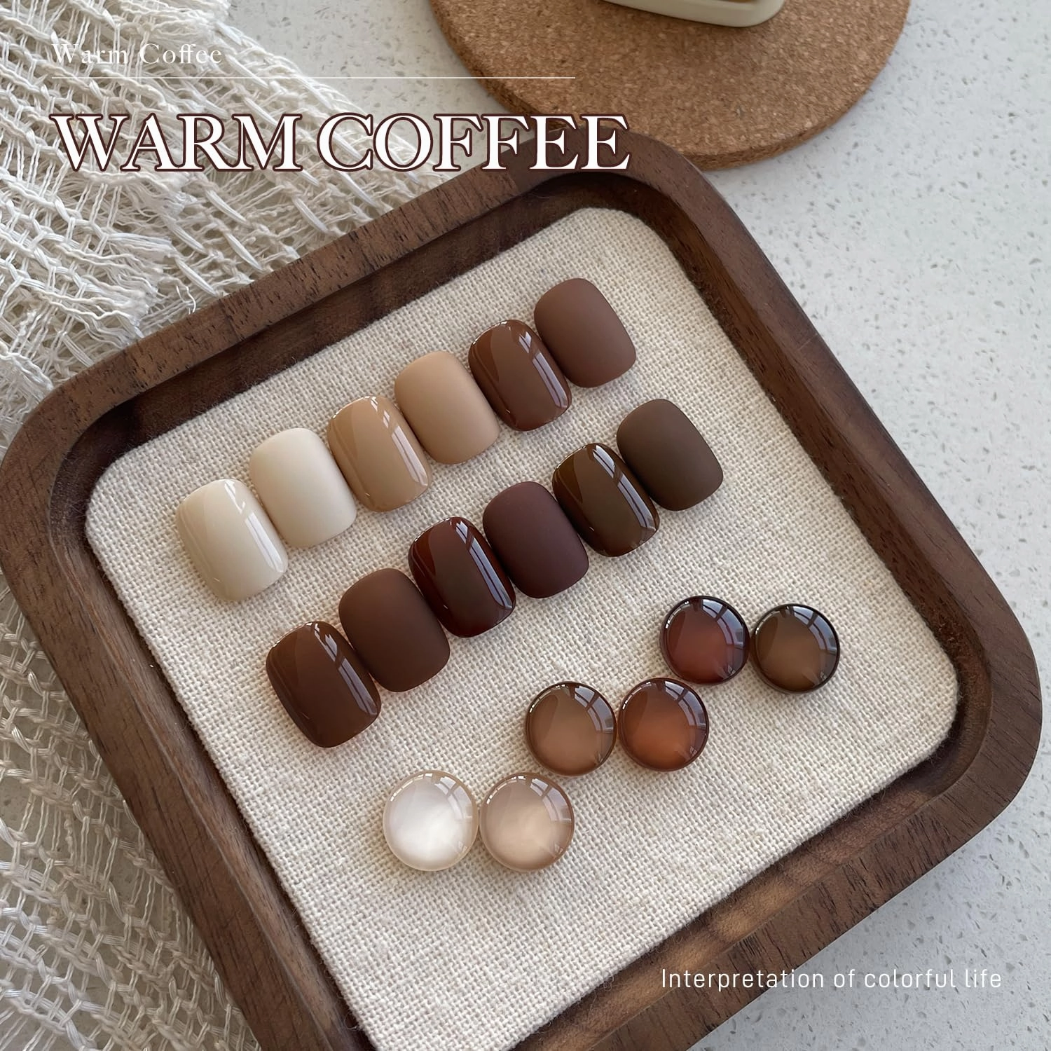 GAOY 16ml 6 Colors Brown Gel Nail Polish Set, Winter Fall Beige Chocolate Caramel Gel Polish Kit, UV Light Cure for Nail Art DIY and Salon, Warm Coffee