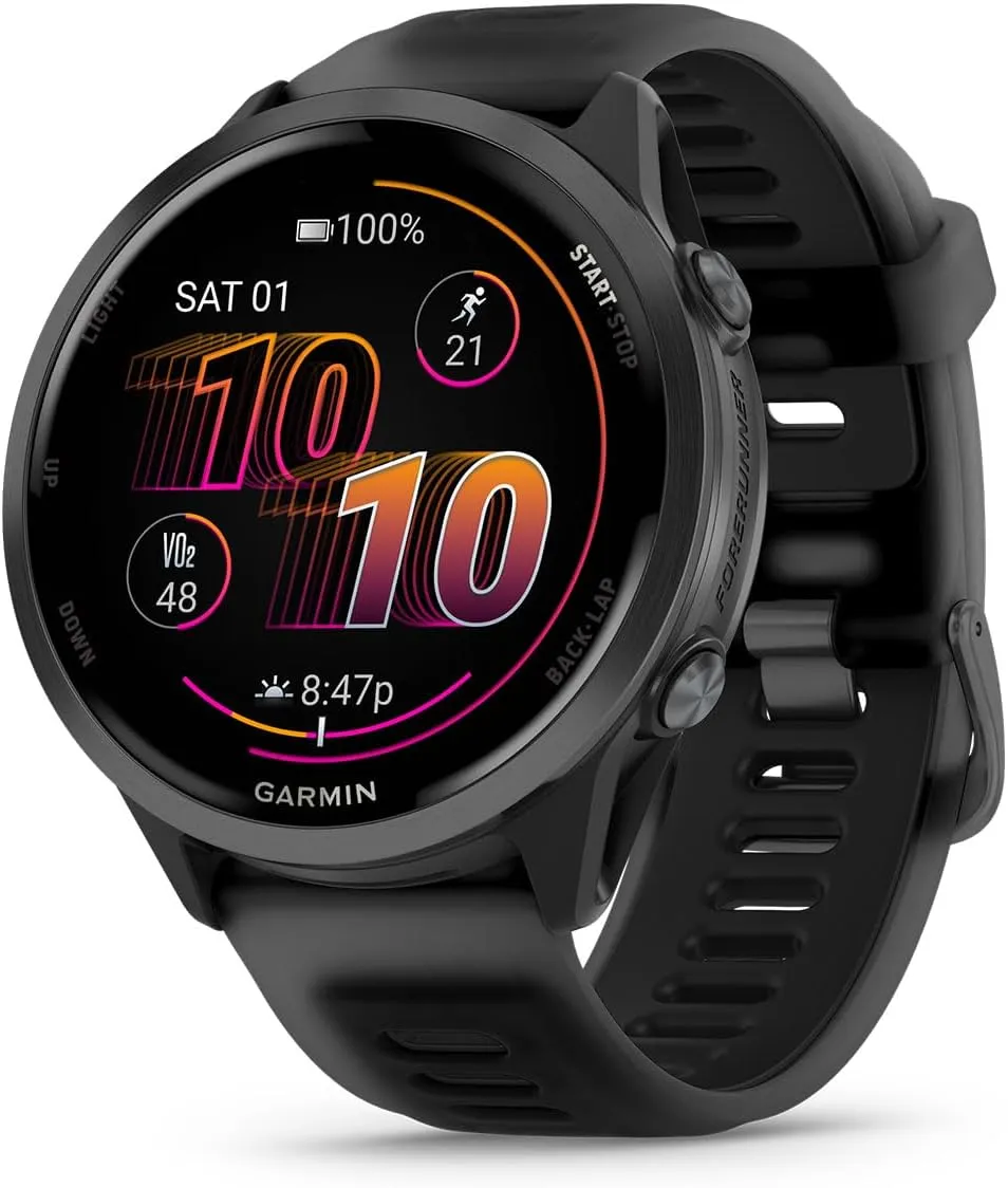 Garmin Forerunner 570 (47 mm, Slate Gray/Translucent Black) Running GPS Smartwatch - AMOLED Display, Training & Recovery - Bundle with PlayBetter Portable Charger & HD Screen Protectors