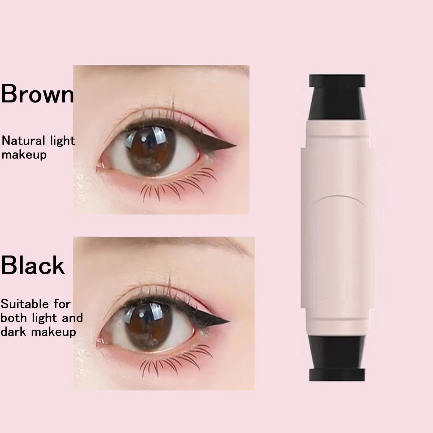 Gel Eyeliner Pencil Set, 2025 New Eyeliner Stamp For Perfect Wings, Double-Ended Winged Stamp, Quick Shaping Tool For Beginners, Smudge Proof Pen (Black, 2pcs)