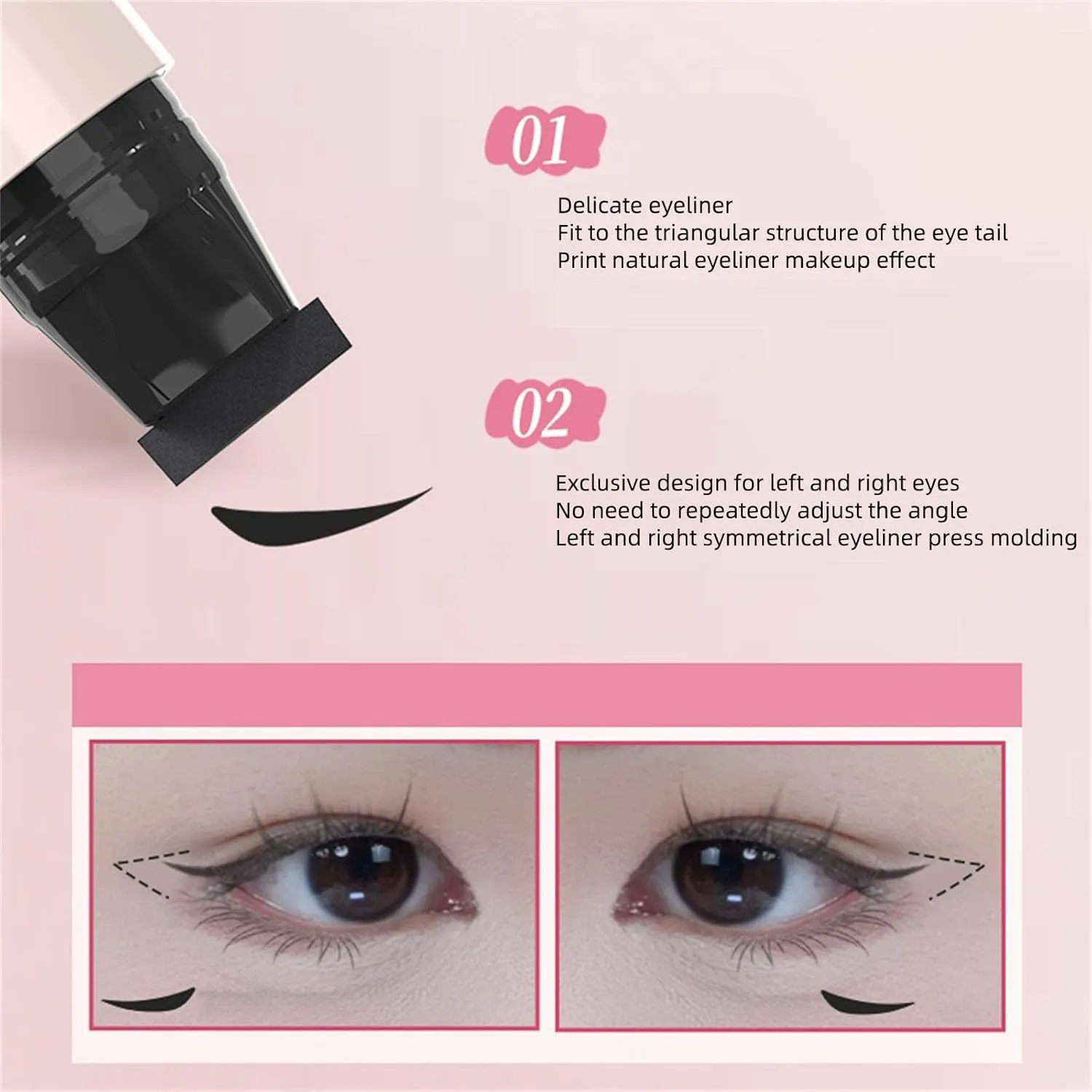 Gel Eyeliner Pencil Set, 2025 New Foldable Eyeliner Stamp for Perfect Wings, Waterproof Eyeliners Tool, Smudge Proof Eyeliners Pen for Beginners (Black)