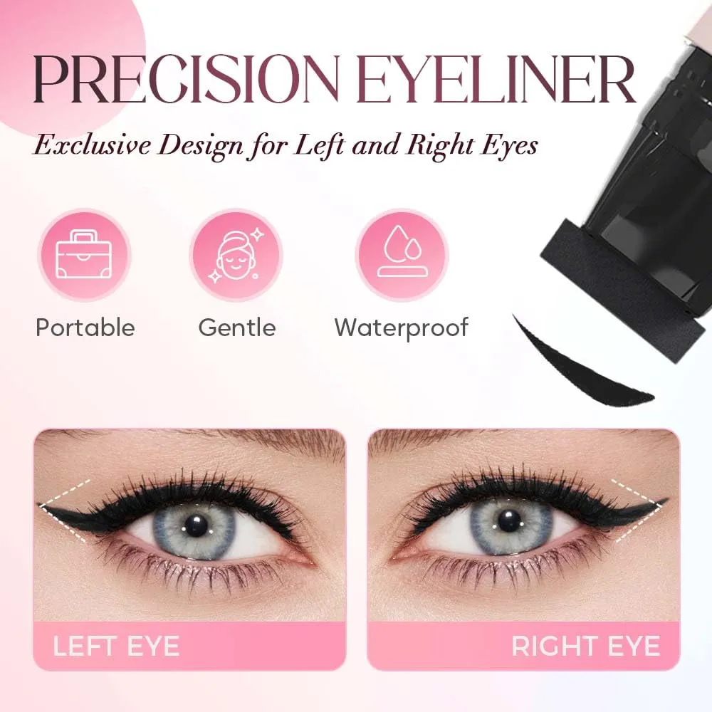 Gel Eyeliner Pencil Set, 2025 Upgraded Foldable Eyeliner Stamp for Perfect Wings, Waterproof Eyeliners Tool, Smudge Proof Eyeliners Pen for Beginners (2pcs Brown)