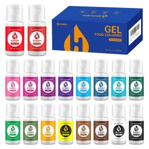 Gel Food Coloring 18 Colors x 0.7 oz Concentrated Gel Based Food Dye Vibrant Icing Colors Neon Food Coloring for Baking Cake Decorating Cookies Fondant