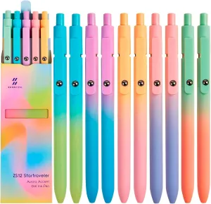 Gel Pens School Office Supplies - 10 Pcs 0.7mm Cute Black Ink Ballpoint, Aesthetic Fine Point Pen, Desk Accessories for Women College Teacher, Pastel Colored Smooth Writing Pen for Journaling Gifts