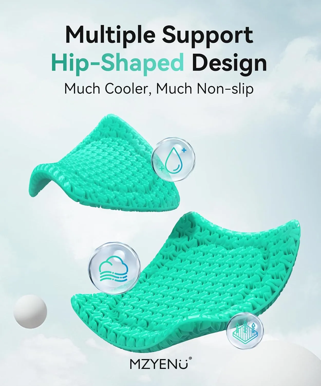 Gel Seat Cushion, Cool Chair Cushion for Office Chairs, Driving Car Cushion Breathable, Wheelchair Cushions for Pressure Relief, Back Pain for Seat Cushions, Chair Pad with No-Slip Cover