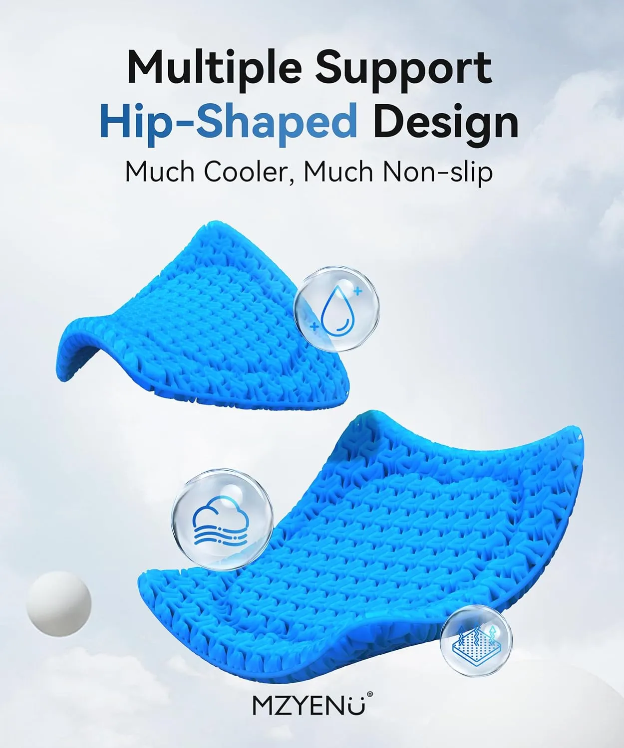 Gel Seat Cushion, Cool Chair Cushion for Office Chairs, Driving Car Cushions Breathable, Wheelchair Cushions for Pressure Relief, Back Pain for Seat Cushion, Chair Pad with No-Slip Cover